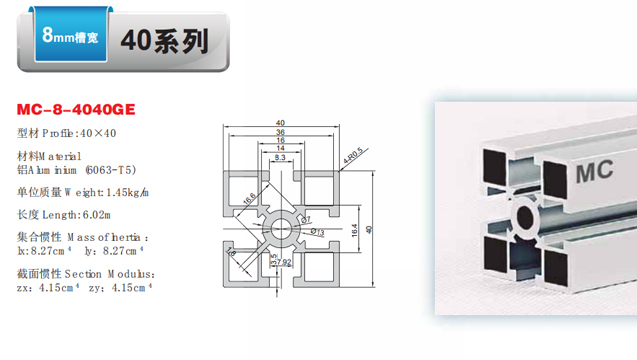 南京美誠鋁業(yè)國標(biāo)4040型材